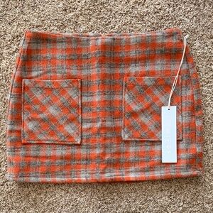 Lumiere Orange Plaid Skirt